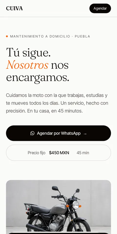 Página de CUIVA vista en celular